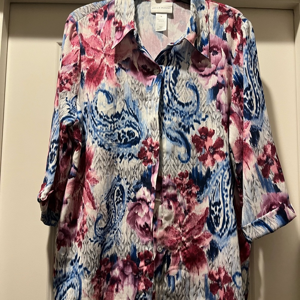 Alfred Dunner Pink and Blue Floral Blouse